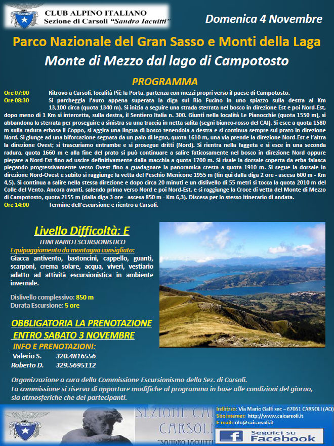 Monte di Mezzo - Lago di Campotosto (4 Novembre 2018)