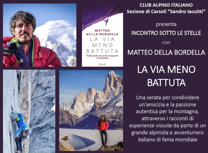 LA VIA MENO BATTUTA: Una serata con MATTEO DELLA BORDELLA - Mercoled 17 Agosto Ore 21