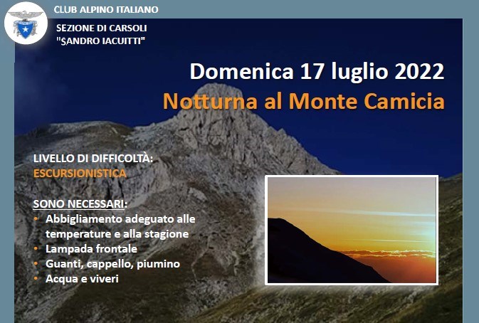 Notturna al Monte Camicia - Domenica 17 Luglio 2022
