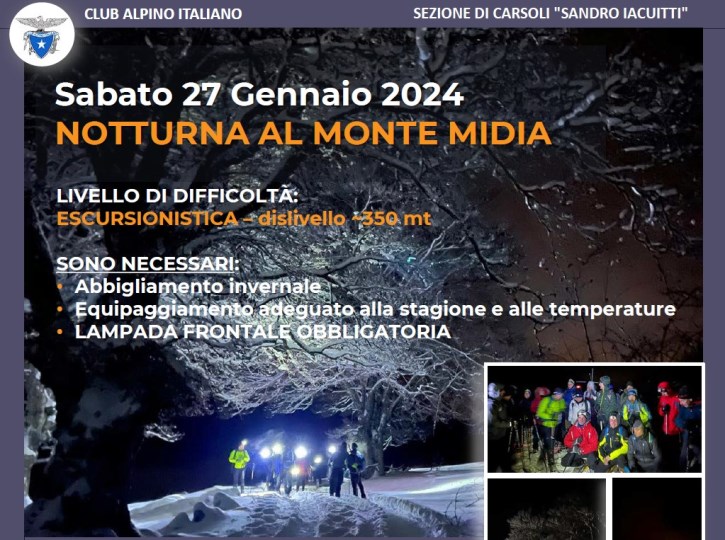 Notturna al Monte Midia - 27 Gennaio 2024