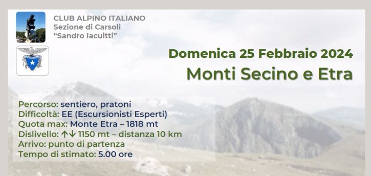 Monti Secino e Etra - Domenica 25 febbraio 2024