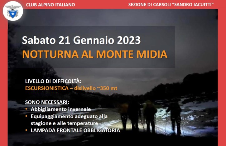 Notturna al Monte Midia - Sabato 21 Gennaio 2023