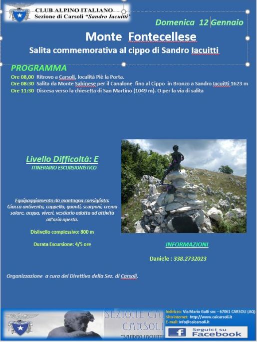 Escursione commemorativa a Fontecellese 12/01/2020