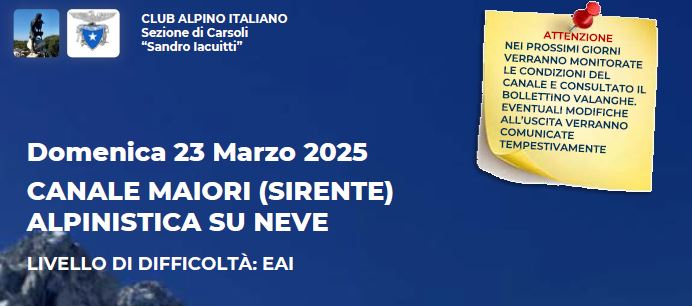 Canale Maiori (Sirente) Alpinistica su Neve - Domenica 23 Marzo 2025