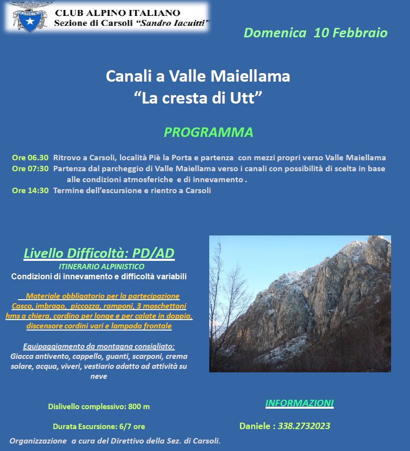 Canali a Valle Maiellama "La cresta di Utt"